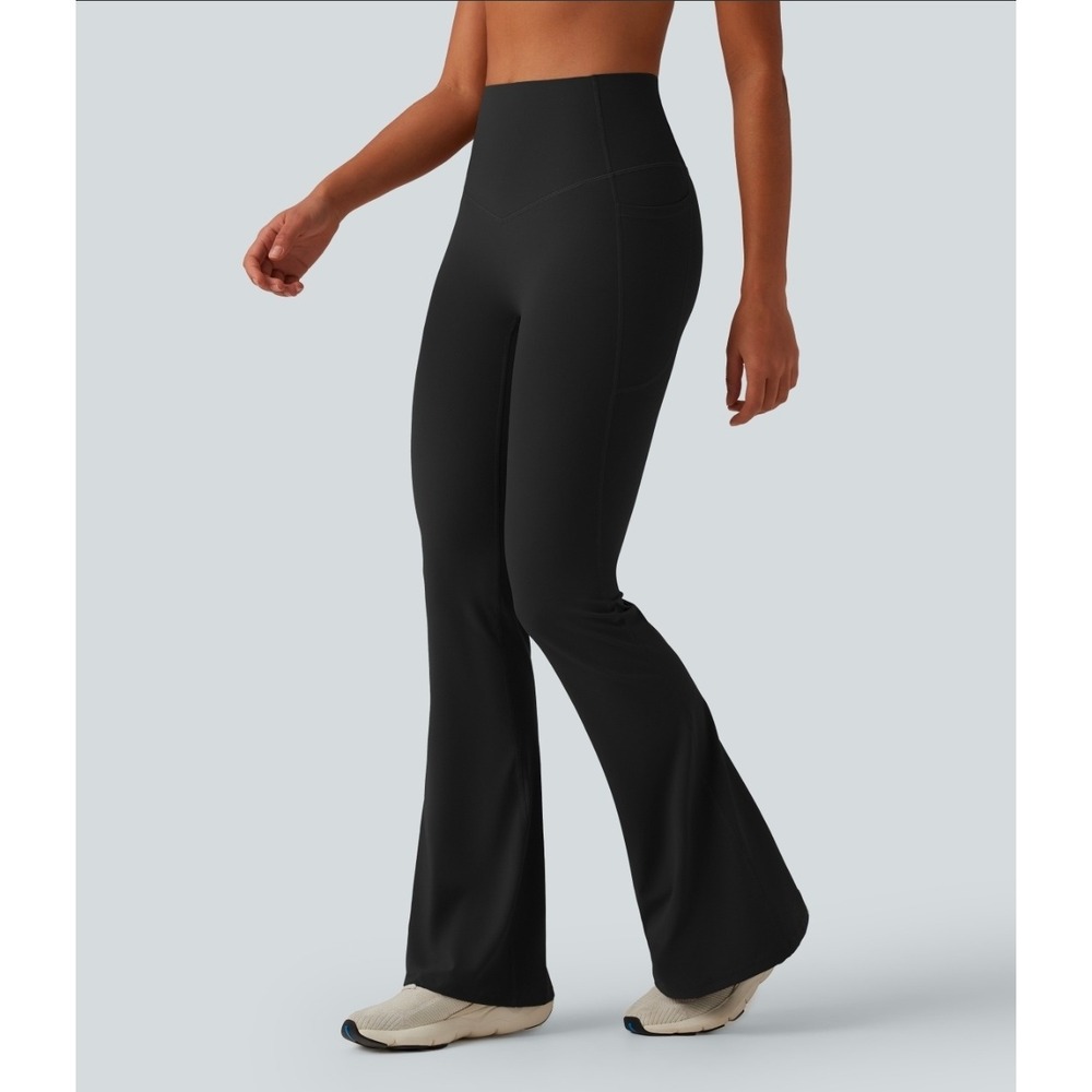 Halara UltraSculpt High Waisted Tummy Control Flare Yoga Leggings Black Medium